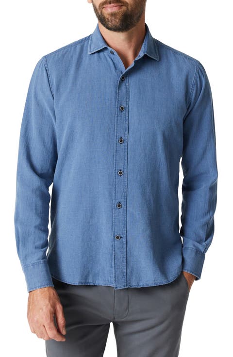 Microchecks Linen & Cotton Button-Up Shirt