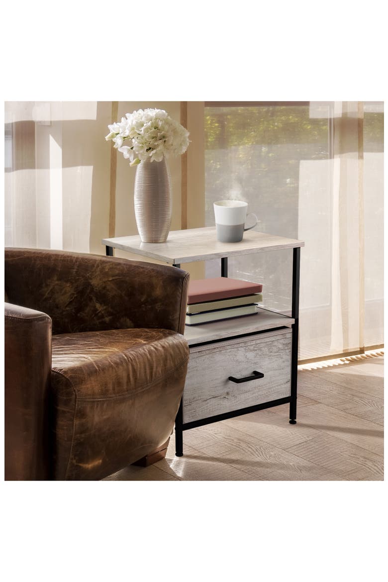 Nightstand 1-Drawer Shelf Storage, Alternate, color, GREIGE