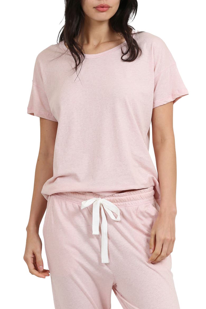 Jade Short Sleeve Organic Cotton Pajama Top, Main, color, PINK
