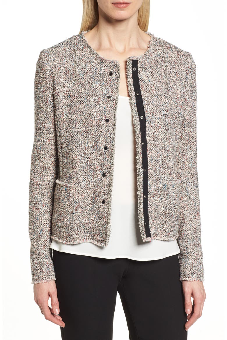 Koralie Tweed Jacket, Main, color, BLUE SKY FANTASY