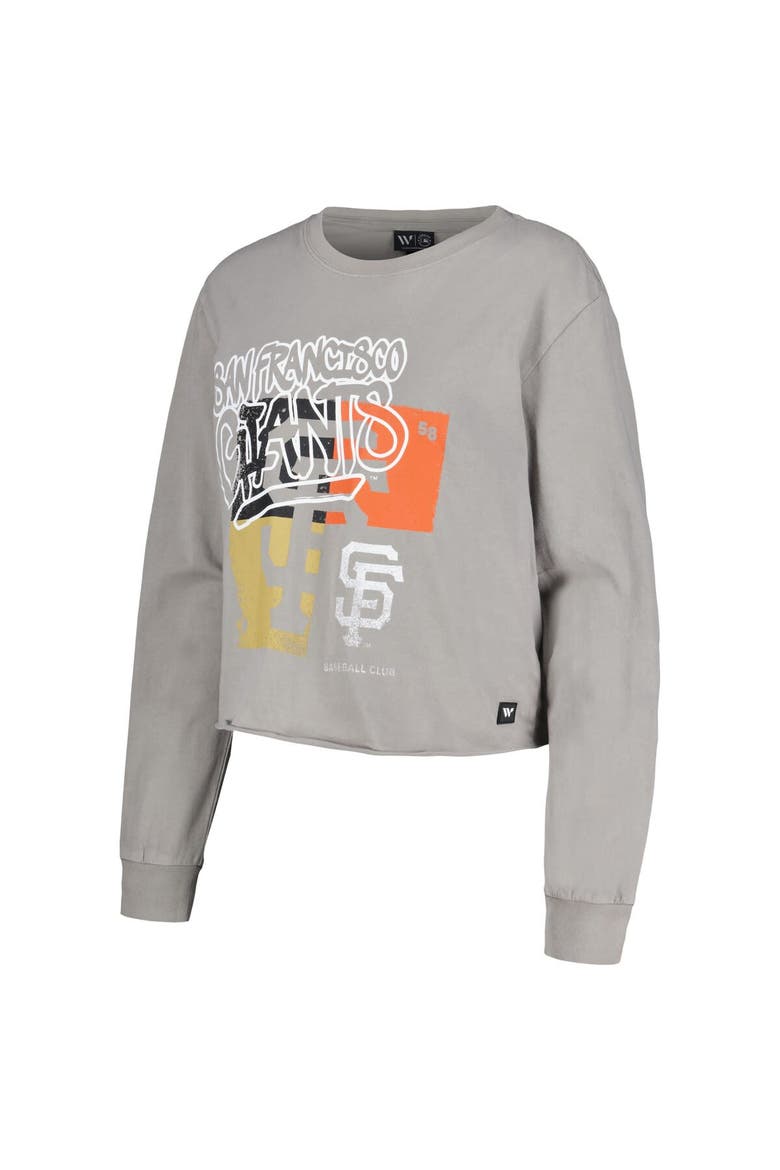 Women's The Wild Collective Gray San Francisco Giants Cropped Long Sleeve T-Shirt, Alternate, color, Gray