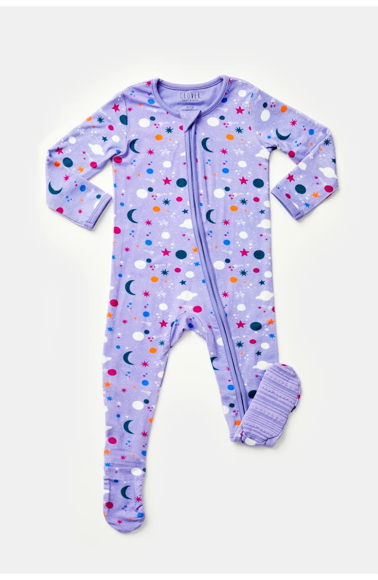 Clover Baby & Kids Soft & Stretchy Zipper Footie - Luna Lavender, Main, color, Luna Lavender