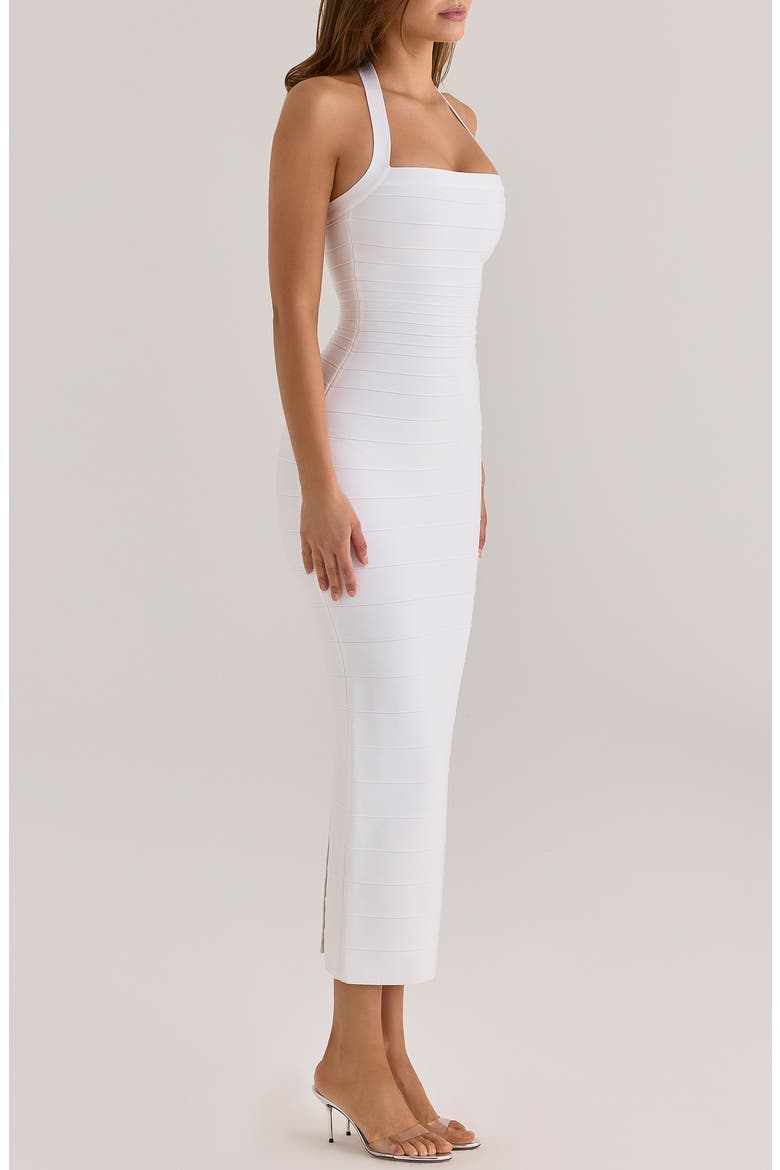 The Silhouette Halter Neck Bandage Midi Dress, Alternate, color, WHITE