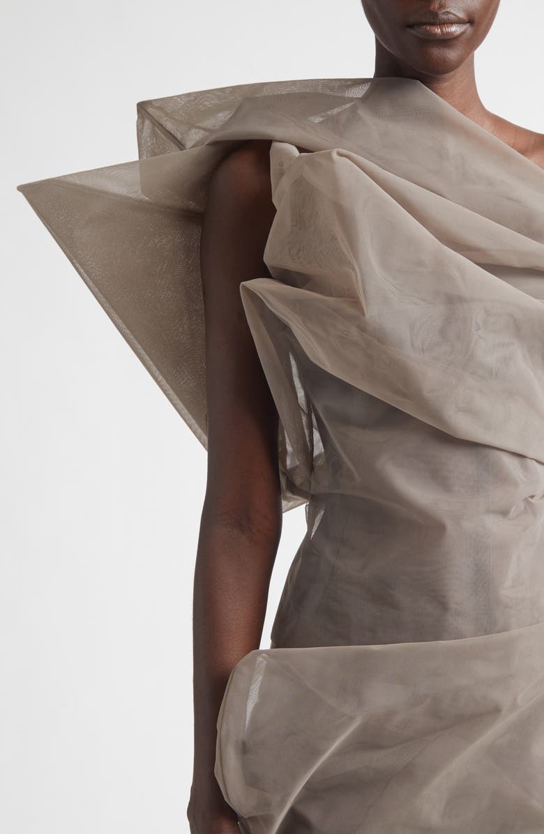 Rick Owens Claudia Sheer Tulle One-Shoulder Top, Alternate, color, Dust