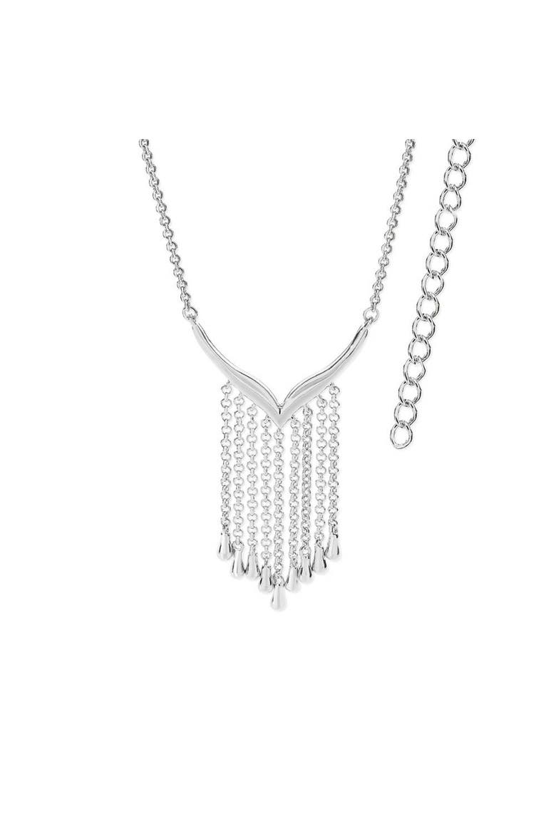 Waterfall V Necklace, Main, color, Sterling Silver
