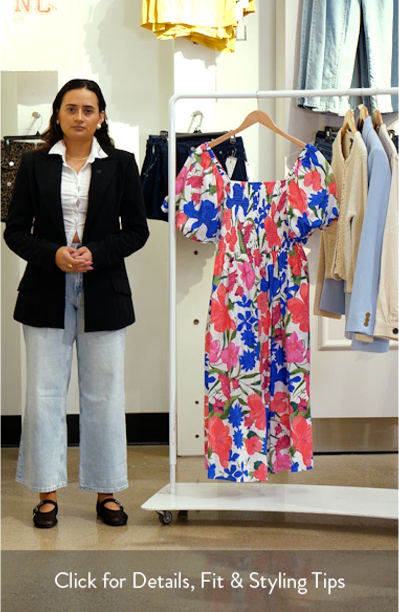 Liran Floral Maray Smocked Cotton Midi Dress, sales video thumbnail