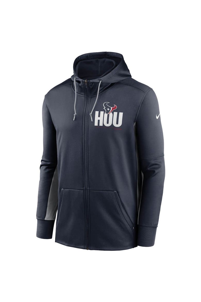 Men's Nike Navy/Gray Houston Texans Mascot Performance Full-Zip Hoodie, Alternate, color, Navy