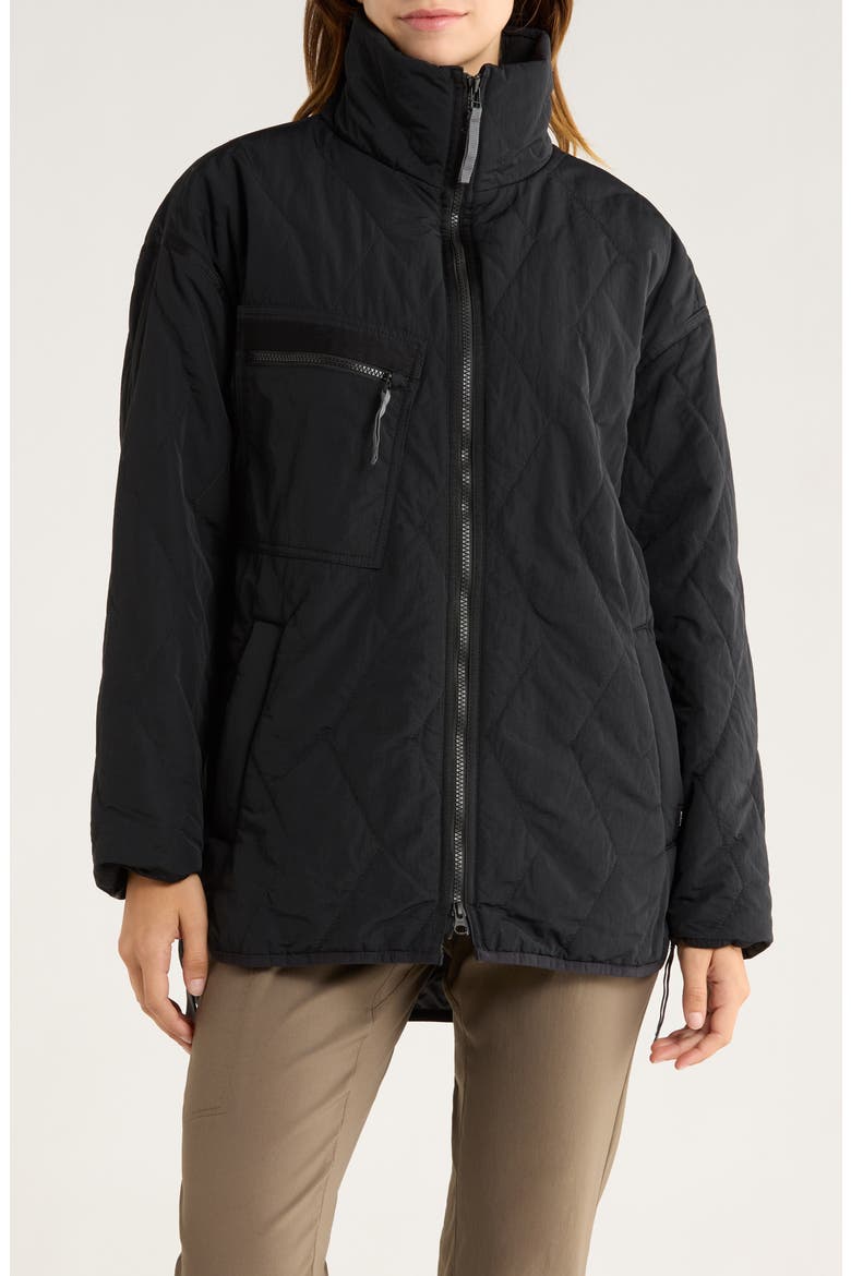 Encinitas Water Repellent Quilted Field Coat, Alternate, color, BLACK