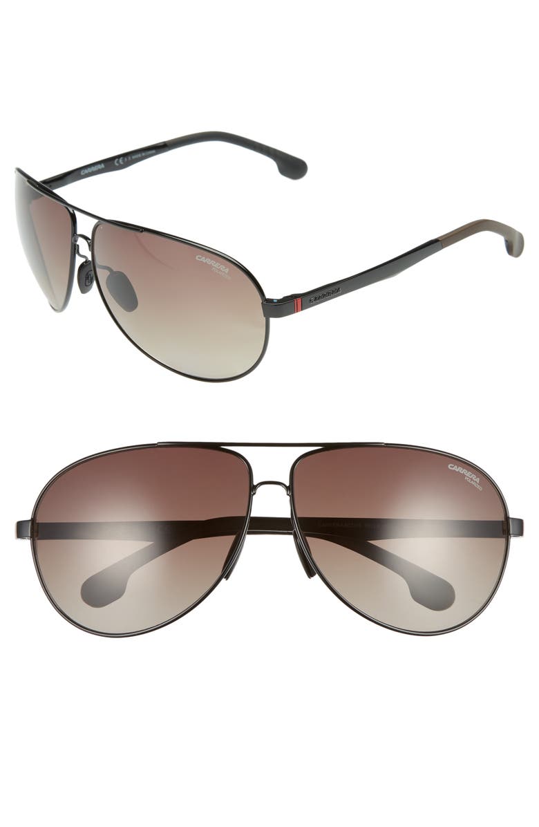 Carrera Eyewear 65mm Polarized Aviator Sunglasses, Main, color, 