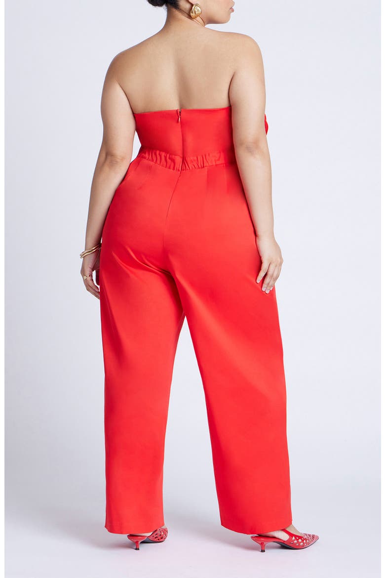 Flower Strapless Jumpsuit, Alternate, color, HIGH RISK RED
