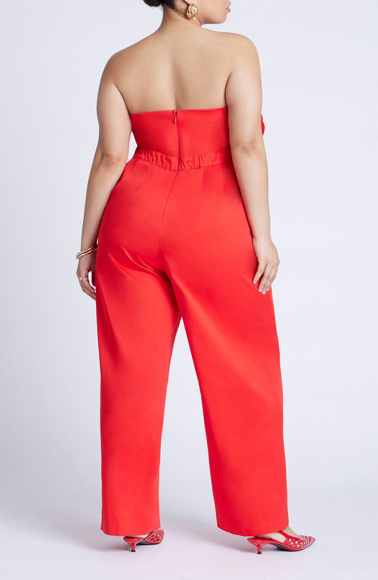 ELOQUII Flower Strapless Jumpsuit, Alternate, color, 