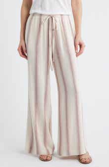 Stripe Drawstring Wide Leg Pants