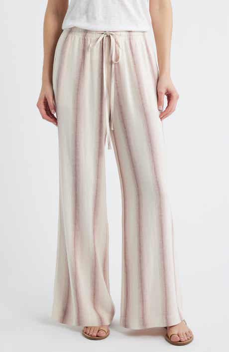 Stripe Drawstring Wide Leg Pants