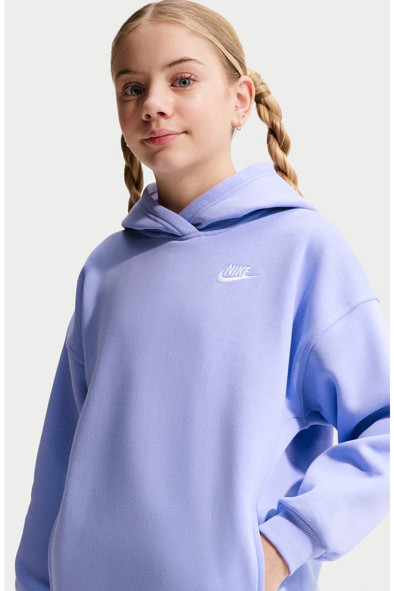 Kids' Club Fleece Oversize Pullover Hoodie, Alternate, color, LIGHT THISTLE/ WHITE
