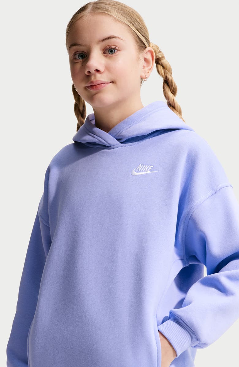 Nike Kids' Club Fleece Oversize Pullover Hoodie, Alternate, color, Light Thistle/ White