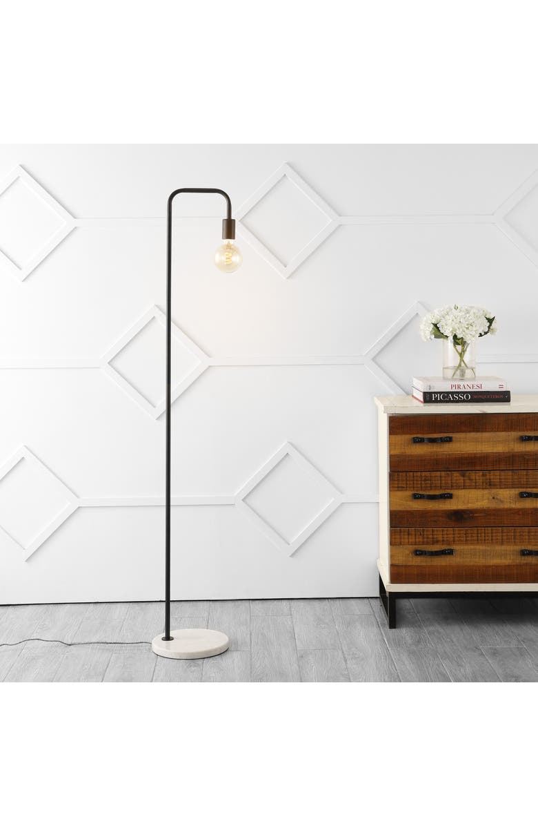 JONATHAN Y Vega Minimalist Edison Metal/Marble Floor Lamp, Alternate, color,