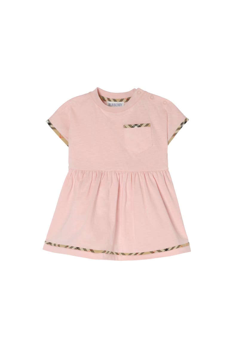 Check Trim Cotton Dress with Bloomers, Alternate, color, Bouquet pink