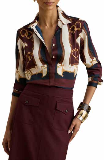 Lauren Ralph Lauren Classic Equestrian Print Twill Button-Up Shirt