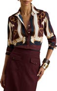 Lauren Ralph Lauren Classic Equestrian Print Twill Button-Up Shirt