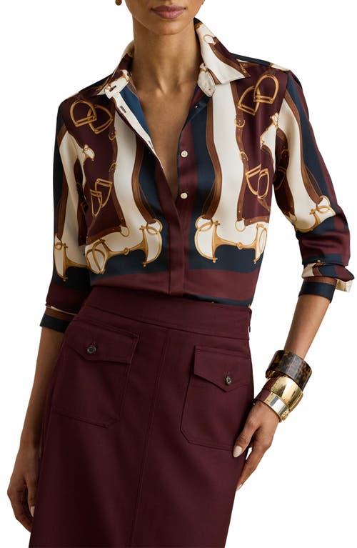 Ralph Lauren Classic Fit Equestrian-print Twill Shirt In Burgundy