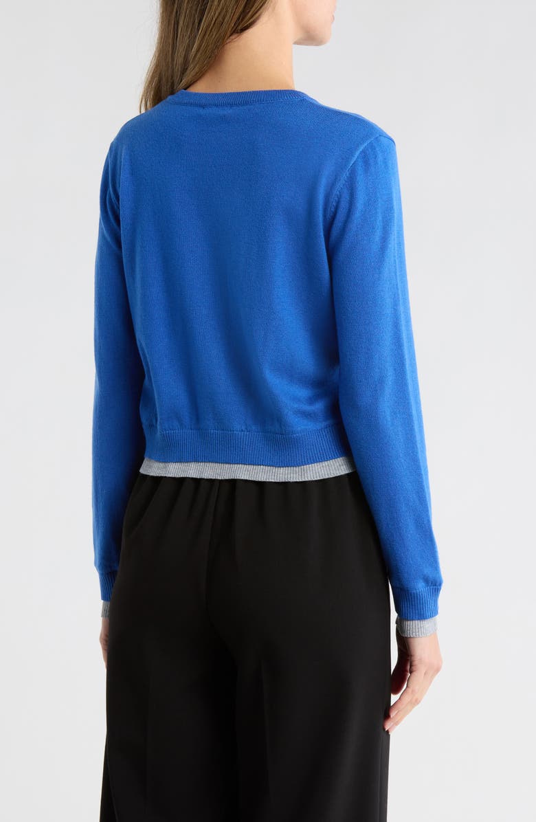 AREA STARS Contrast Trim Cardigan, Alternate, color, Blue Grey