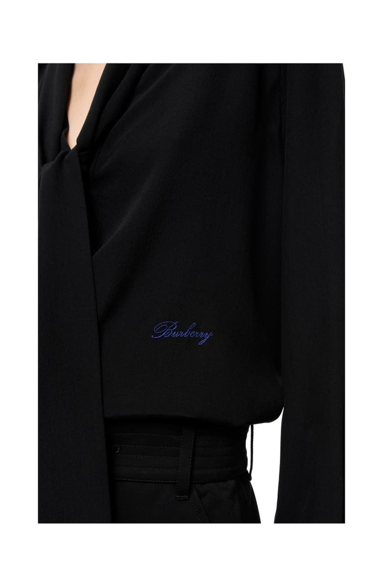 Burberry Silk Crepe De Chine Scarf Blouse, Alternate, color, Black