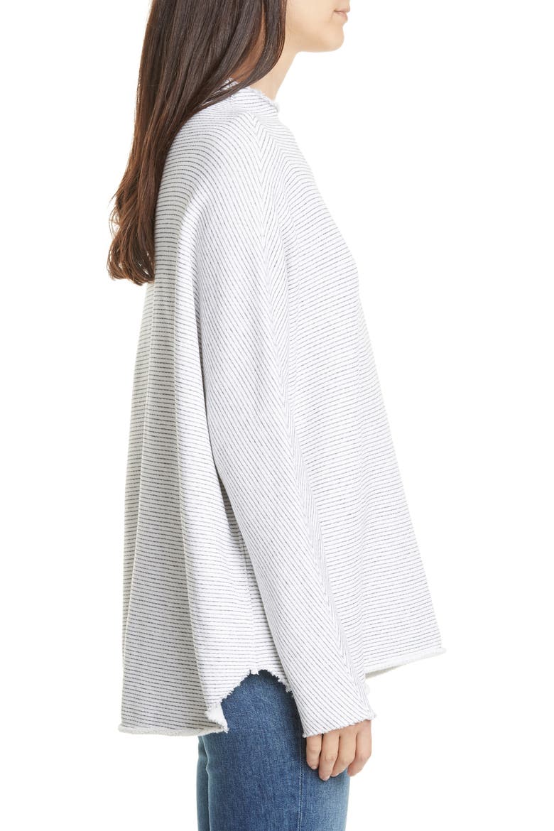 Effie Funnel Neck Capelet Sweatshirt, Alternate, color, WHITE/ NAVY MELANGE STRIPE