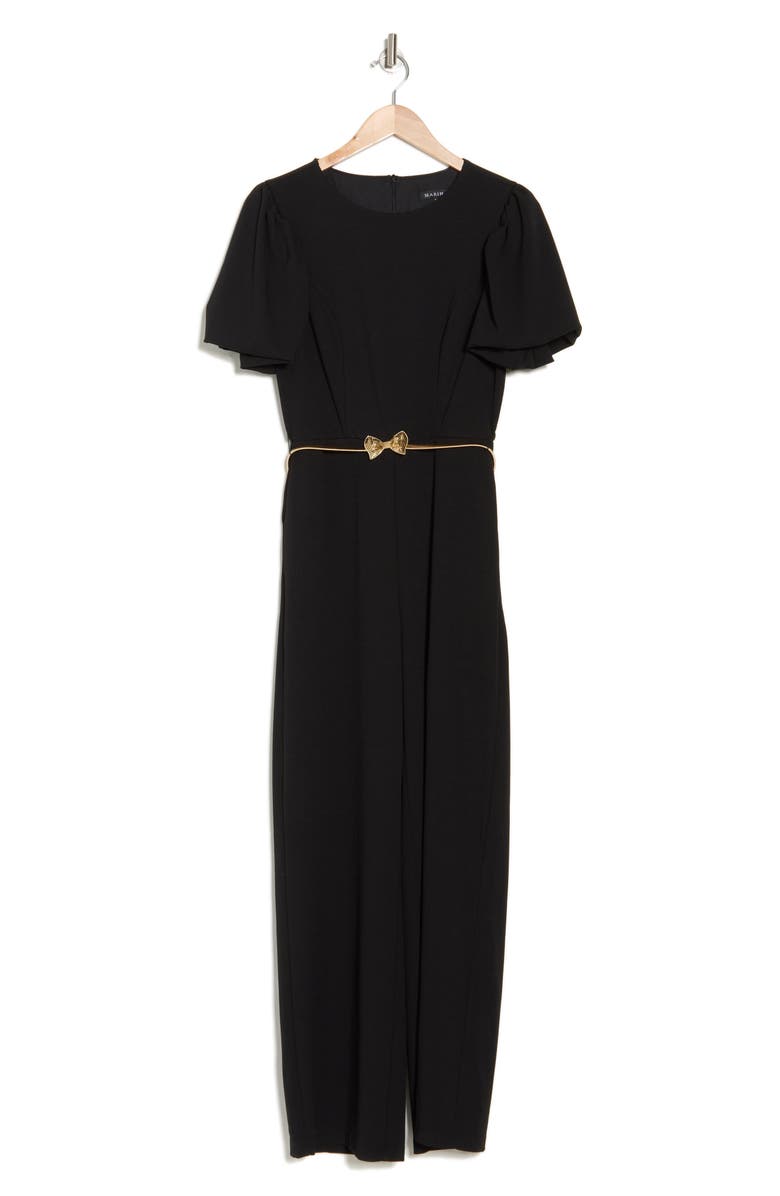 Marina Puff Sleeve Belted Jumpsuit, Alternate, color, Black