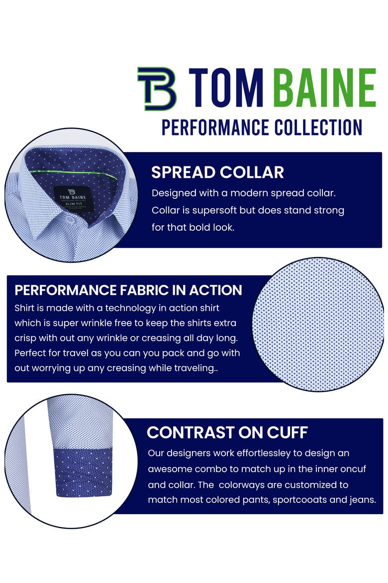 Regular Fit Performance Stretch Long Sleeve Button Front Shirt, Alternate, color, BLUE DOT