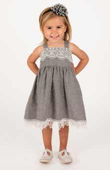 Kids' Minicheck Lace Dress