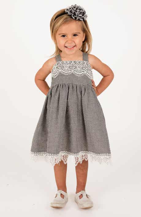 Popatu Kids' Minicheck Lace Dress
