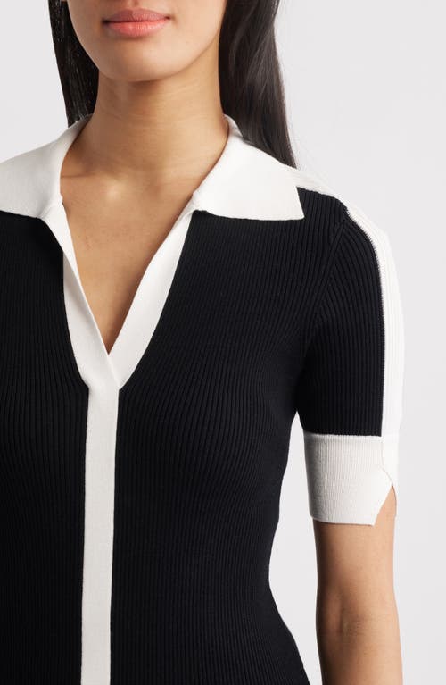 Elie Tahari The Myra Contrast Trim Knit Midi Dress