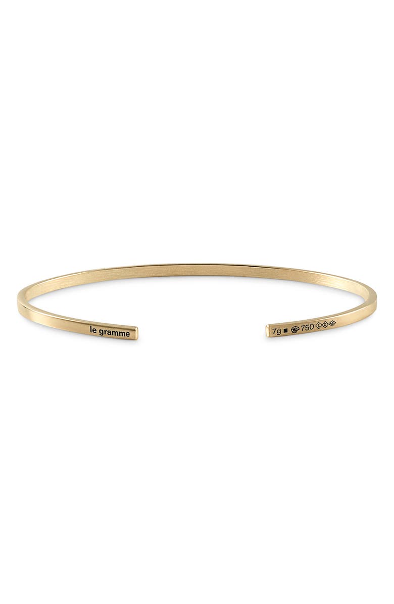 le gramme 7G Polished 18K Gold Ribbon Cuff Bracelet, Main, color,