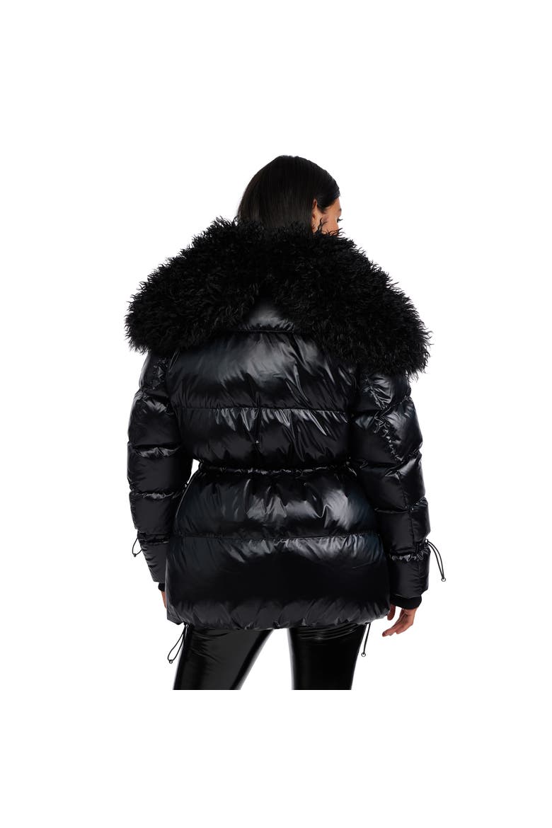 Electra Mid Puffer with Detachable shearling Lined Split Hood, Alternate, color, Black