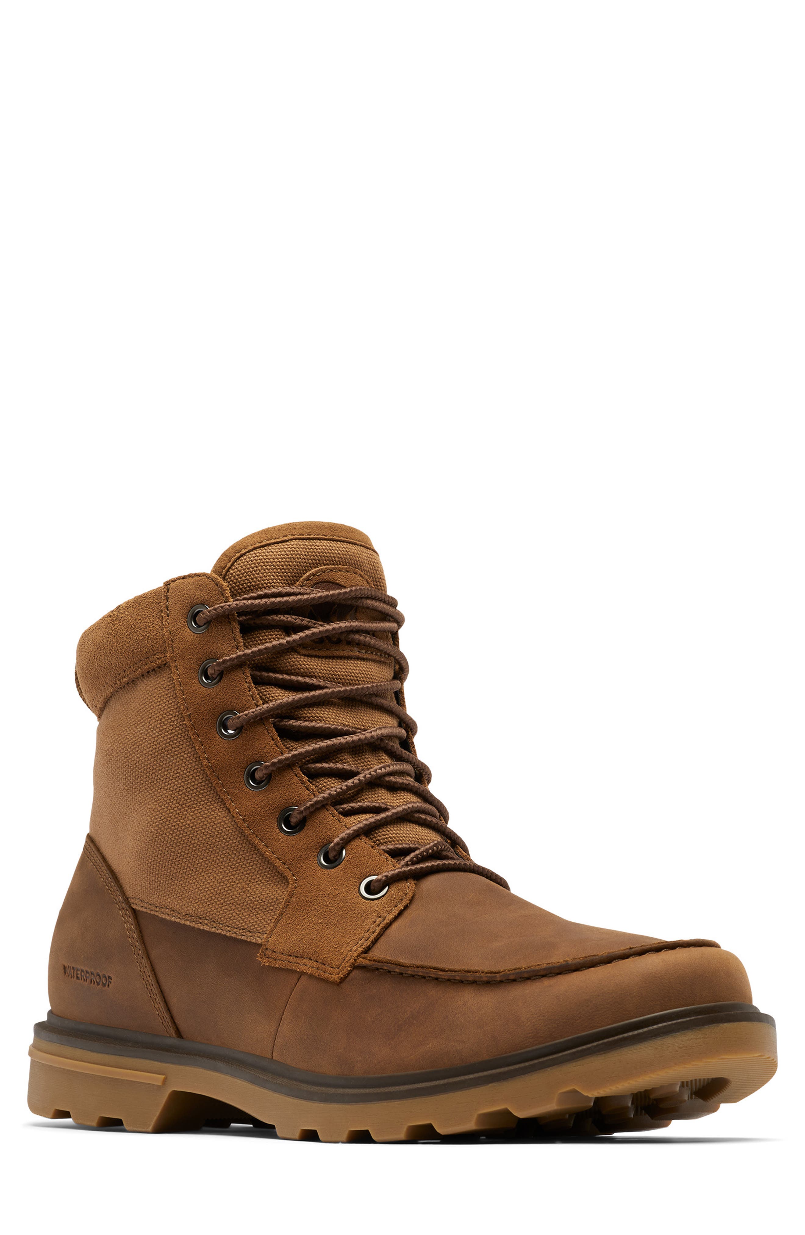 Carson Moc Waterproof Boot, Main, color, VELVET TAN/ GUM 2