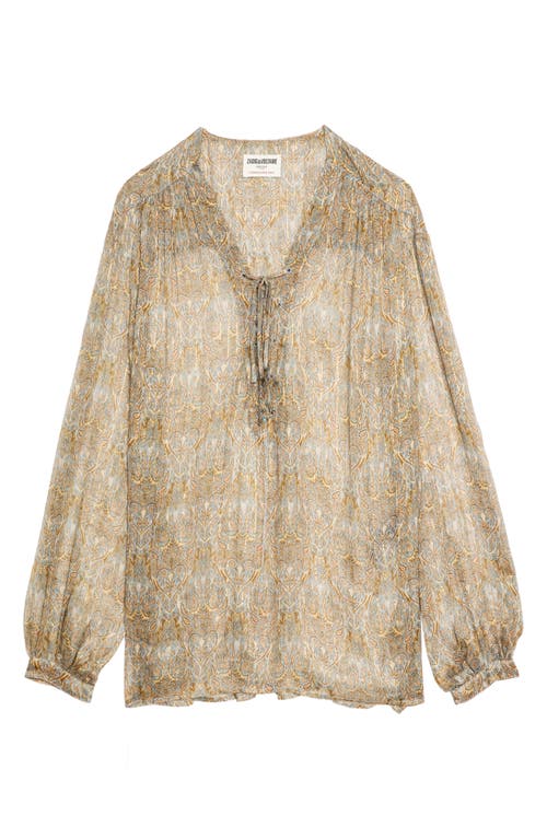 Zadig & Voltaire Womens Cloud Tamela Metallic-stripe Chiffon Blouse In Brown