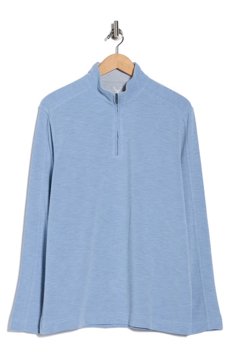 NICOBY Heather Waffle Stitch Polynosic Quarter Zip Pullover, Alternate, color, Periwinkle