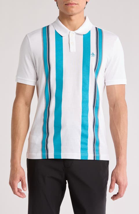 Vertical Stripe Cotton Jersey Polo