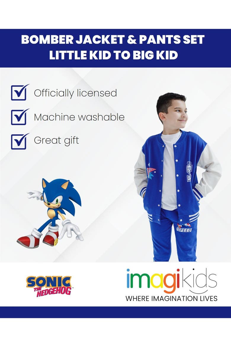 Sonic the Hedgehog Varsity Jacket and Joggers Set, Alternate, color, Sonic Navy Blue