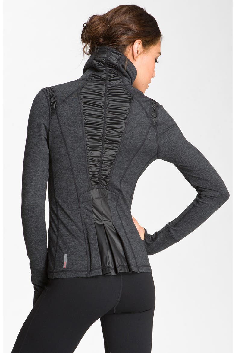 Ruching Detailed Jacket, Alternate, color, BLACK MELANGE / BLACK