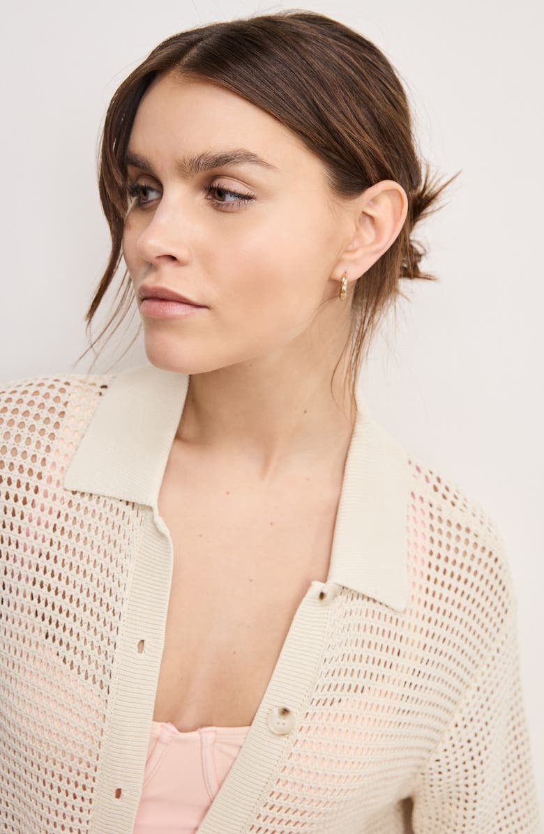 Good American Open Knit Cover-Up Shirt, Alternate, color, Ecru