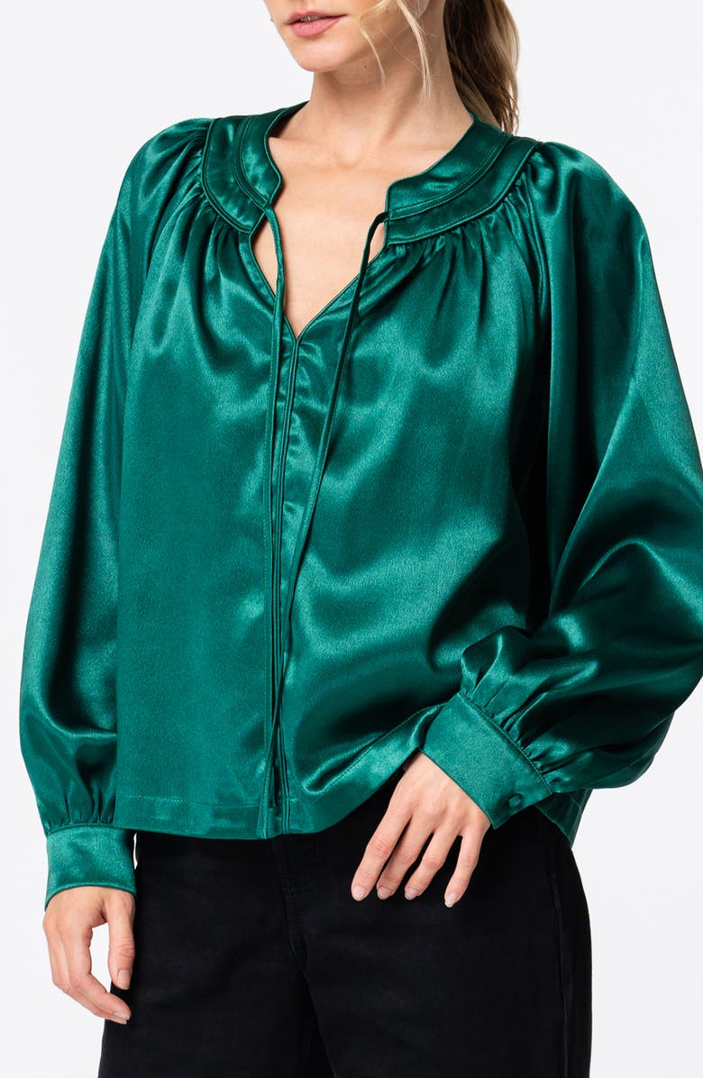 CIEBON Sona Satin Blouse, Alternate, color, Green