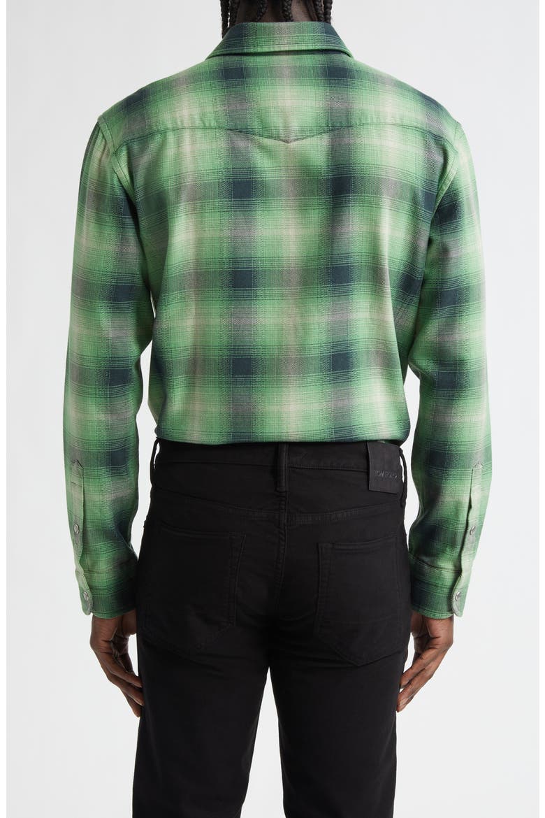 Slim Fit Grand Dégradé Check Western Shirt, Alternate, color, MILITARY GREEN MULTI