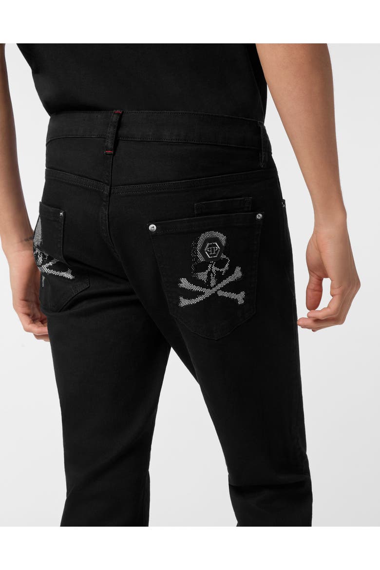 Denim Trousers Super Straight Cut Skulls Men, Alternate, color, SummerNight