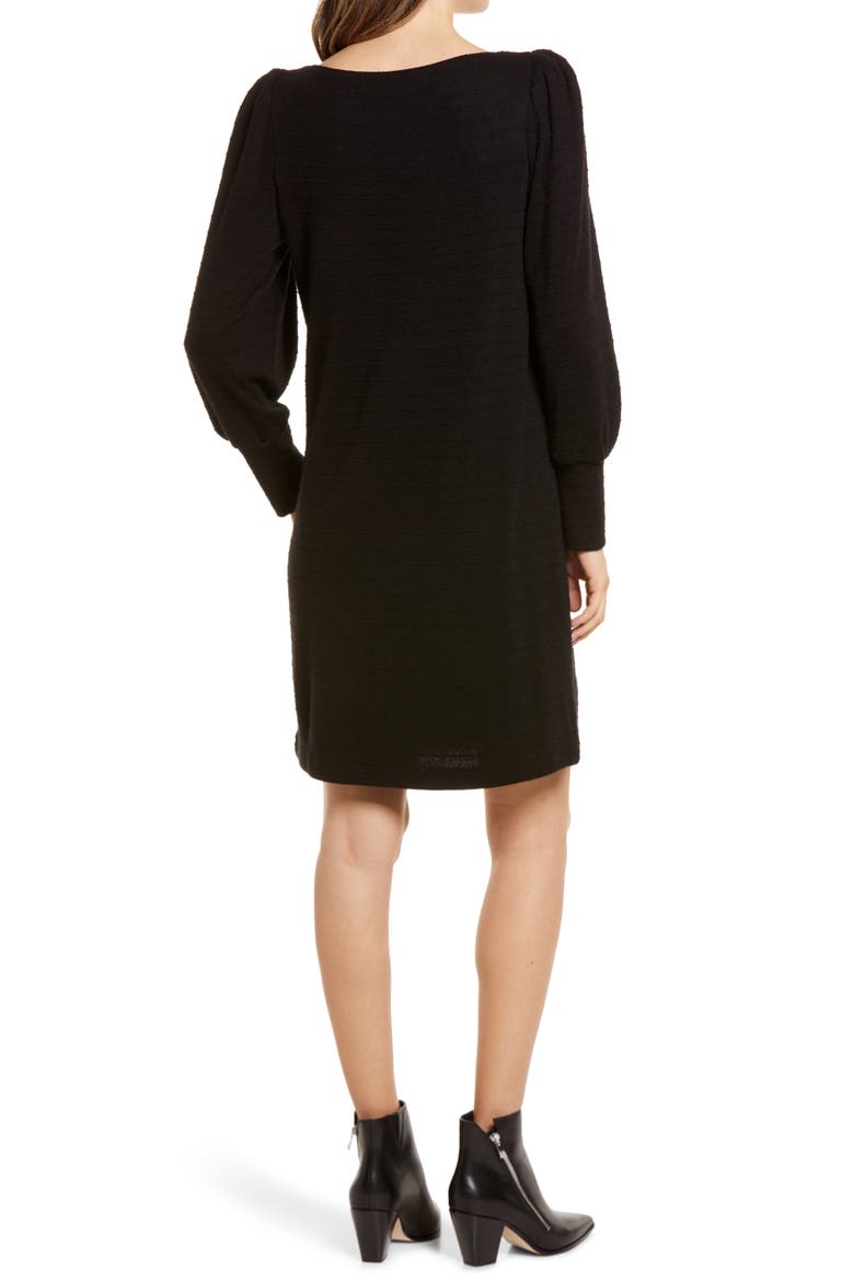 Boatneck Long Sleeve Sweater Dress, Alternate, color, BLACK