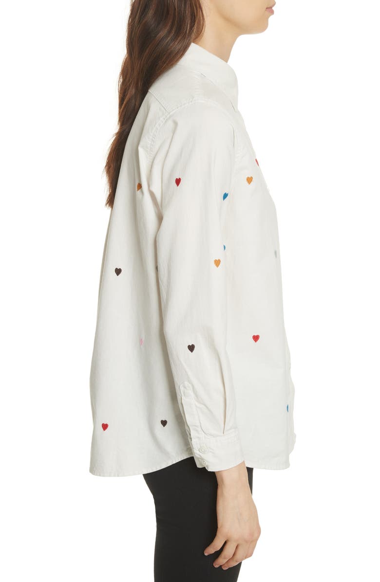 THE GREAT. The Campus Heart Embroidered Shirt, Alternate, color, 