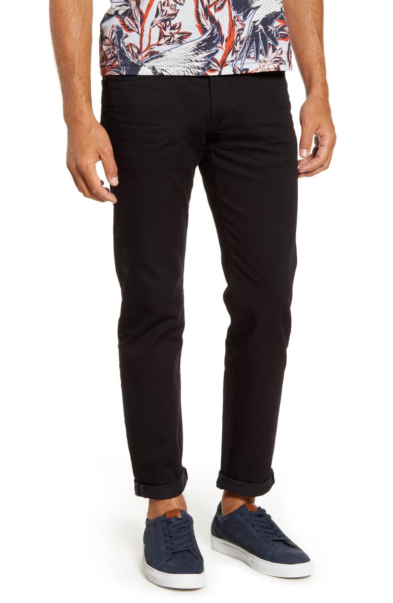Ted Baker London Straight Fit Black Jeans, Main, color,