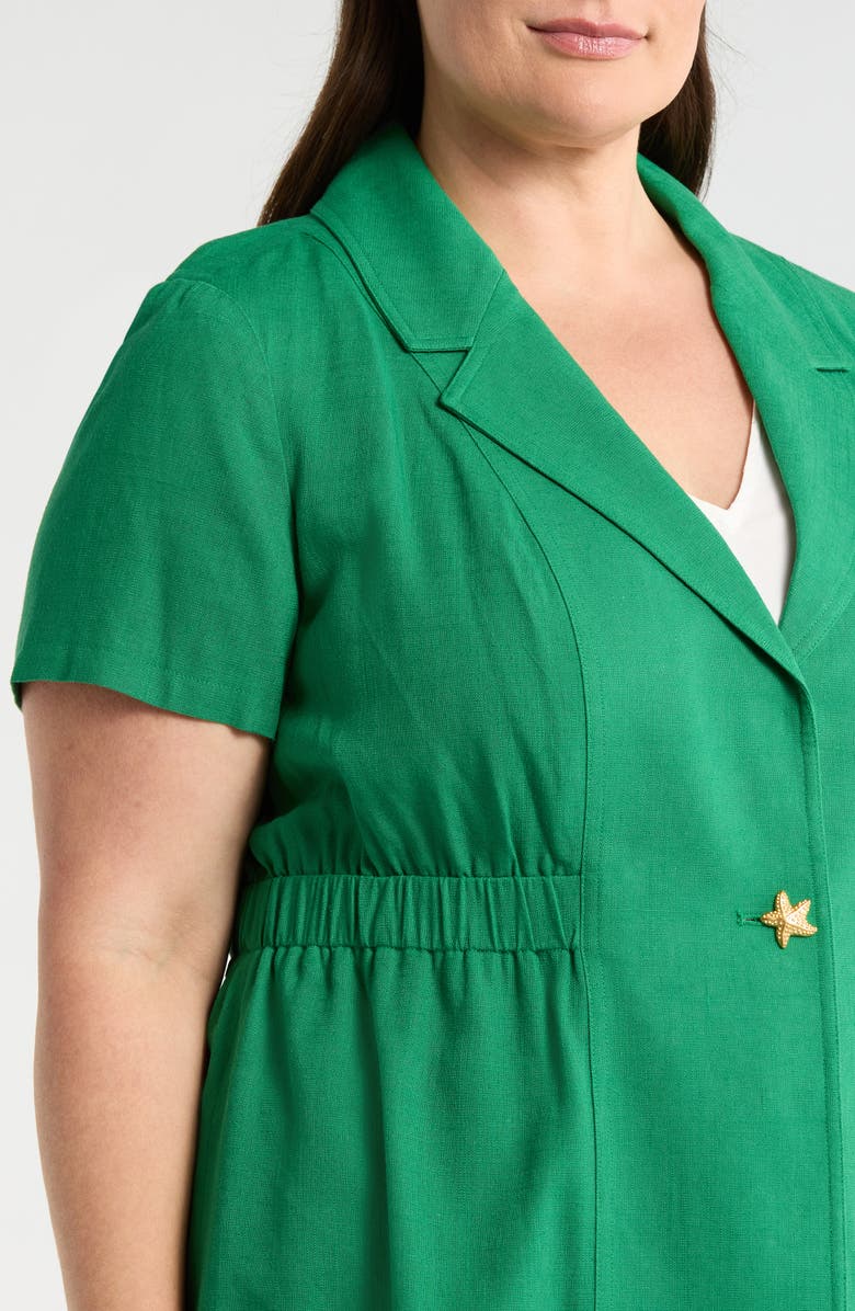 Tahari ASL Short Sleeve Linen Jacket, Alternate, color, Parakeet Green