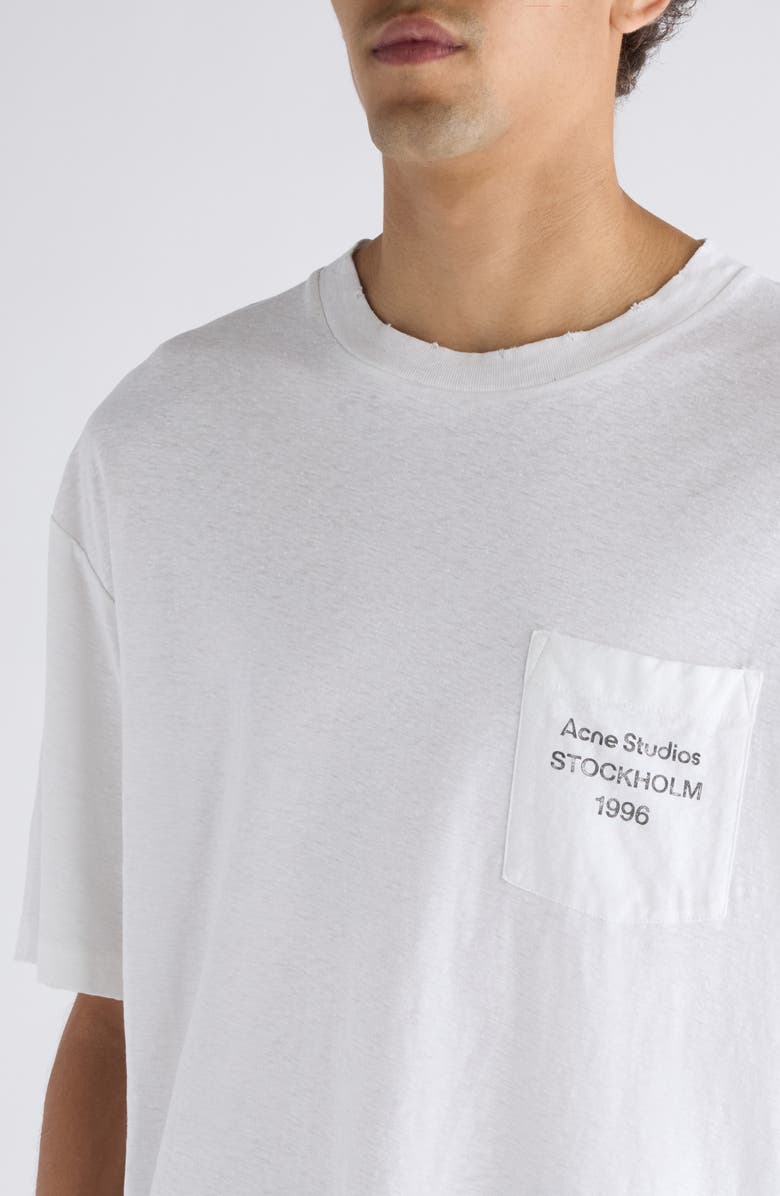 Acne Studios Exford Logo Pocket T-Shirt, Alternate, color, Off White