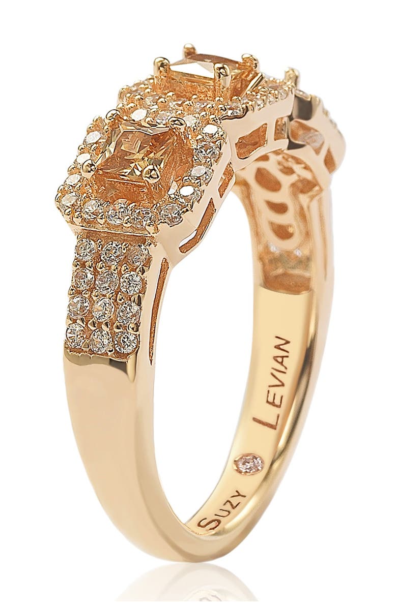 SUZY LEVIAN Three Stone Asscher-Cut CZ Statement Ring, Alternate, color, Brown